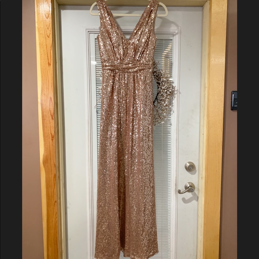 Rose Gold Size 6 Sequin Wedding Bridesmaid Dress